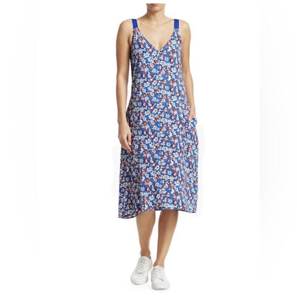 Rag & Bone Estell Dress Blue Floral Crepe Sundress Size Medium 90’s Grunge J15